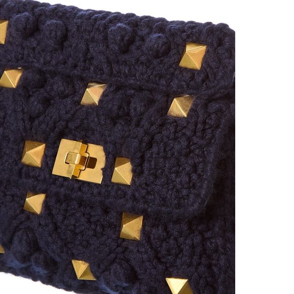 Valentino Roman Stud Medium Cashmere Shoulder Bag - Picture 3 of 5